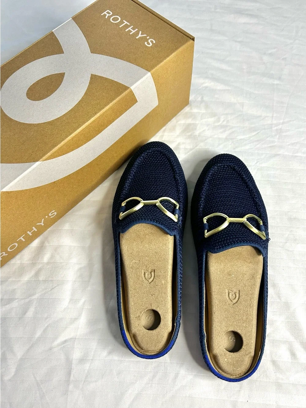 Rothy’s - The Double Bit Loafer Mule in Blue Raffia Knit in 6.5 - Picture 7 of 13
